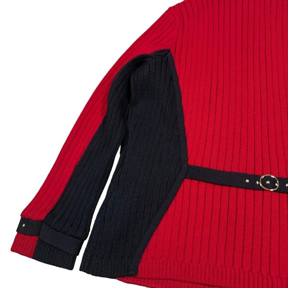 St. John Sport By Marie Red Black Knit Full Zip Y2K Sport Women's Size M-L - Picture 7 of 13